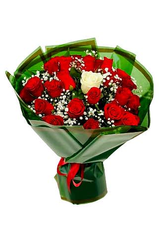 20 Kırmızı 1 Beyaz Gül Buket