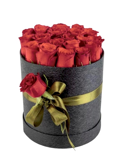 Yuvarlak Kutuda 21 Kırmızı Gül