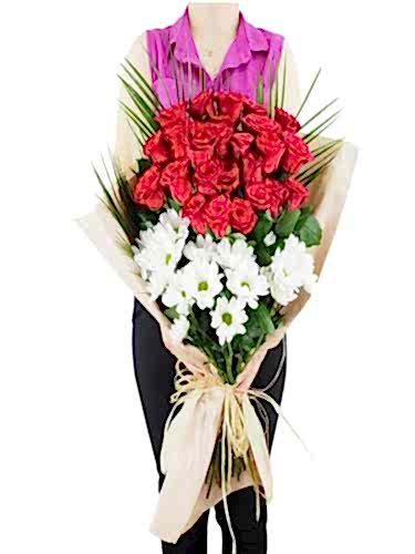 Kırmızı Gül ve Papatya Buketi